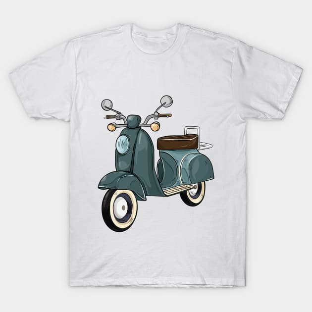 Moped with mirrors and bench T-Shirt by Markus Schnabel